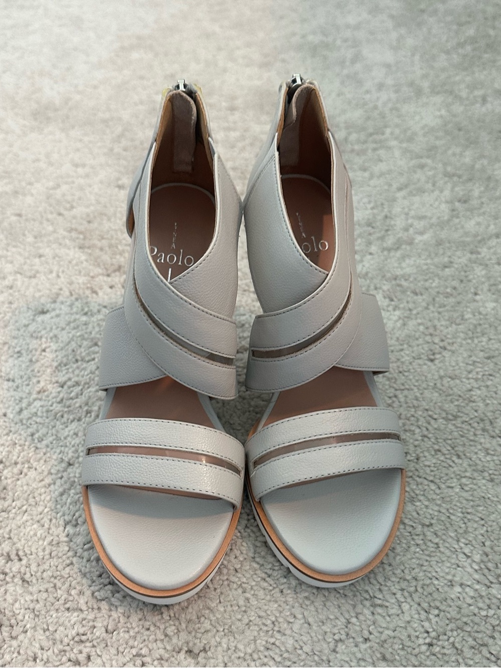 Paolo Women's Light Gray Strappy Wedge Sandal